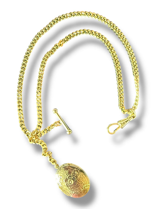 Relicario Rosa Ovalado Dorado